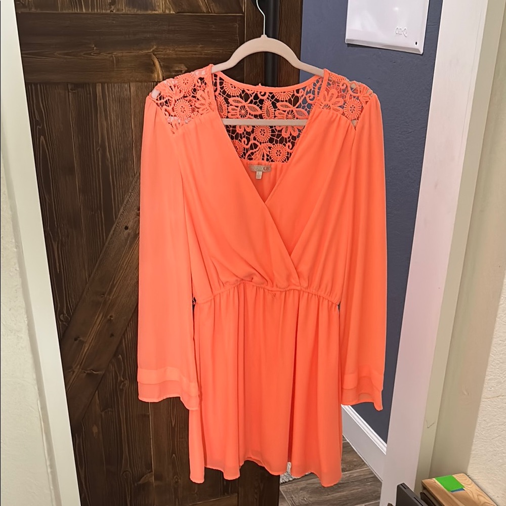 Gianni Bini Orange Long Sleeve Dress